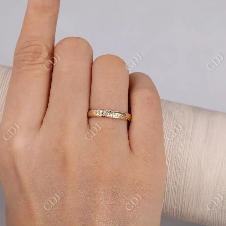 0.06CT Round Cut Natural Diamond Unique Wedding Band