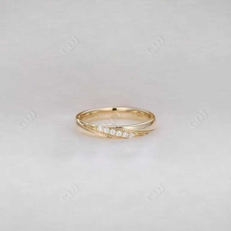 0.06CT Round Cut Natural Diamond Unique Wedding Band
