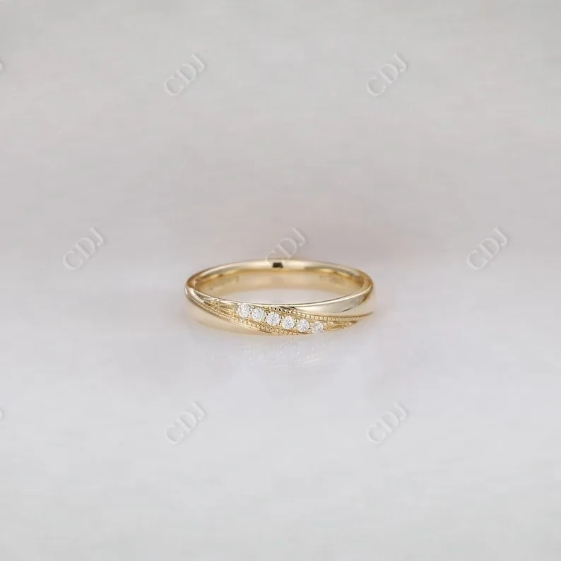 0.06CT Round Cut Natural Diamond Unique Wedding Band