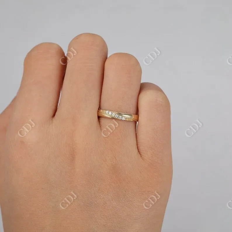 0.06CT Round Cut Natural Diamond Unique Wedding Band