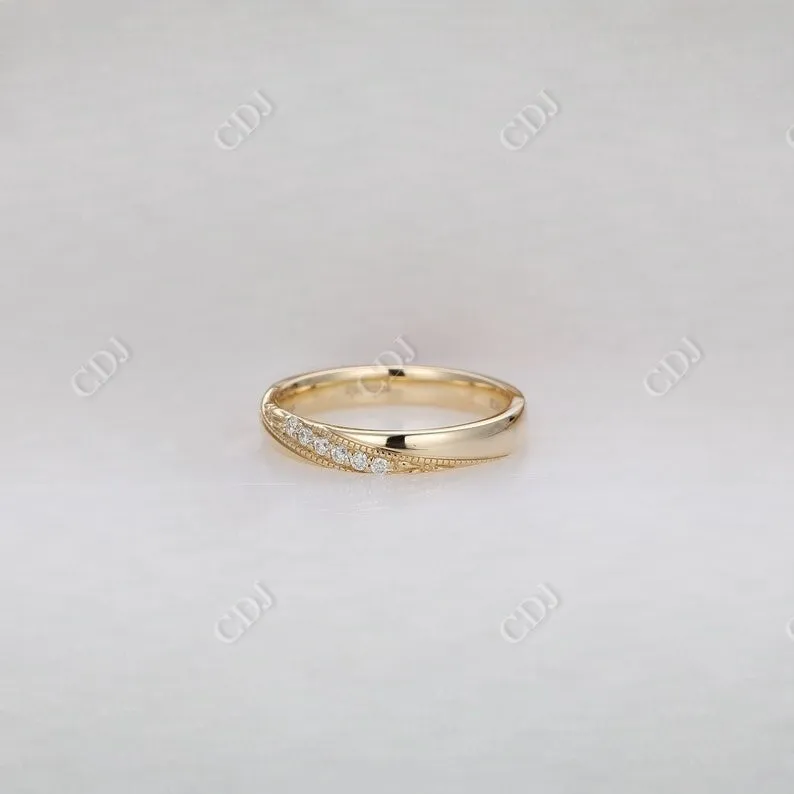 0.06CT Round Cut Natural Diamond Unique Wedding Band