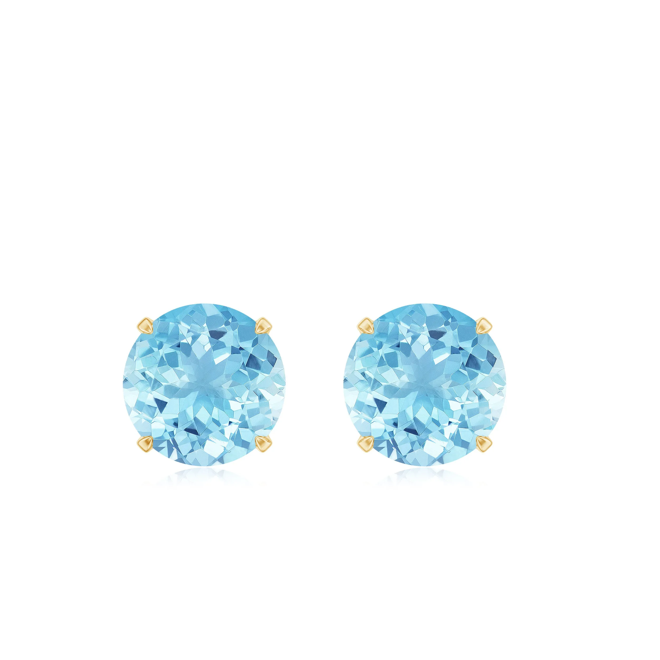 1 CT Round Cut Aquamarine Solitaire Stud Earring