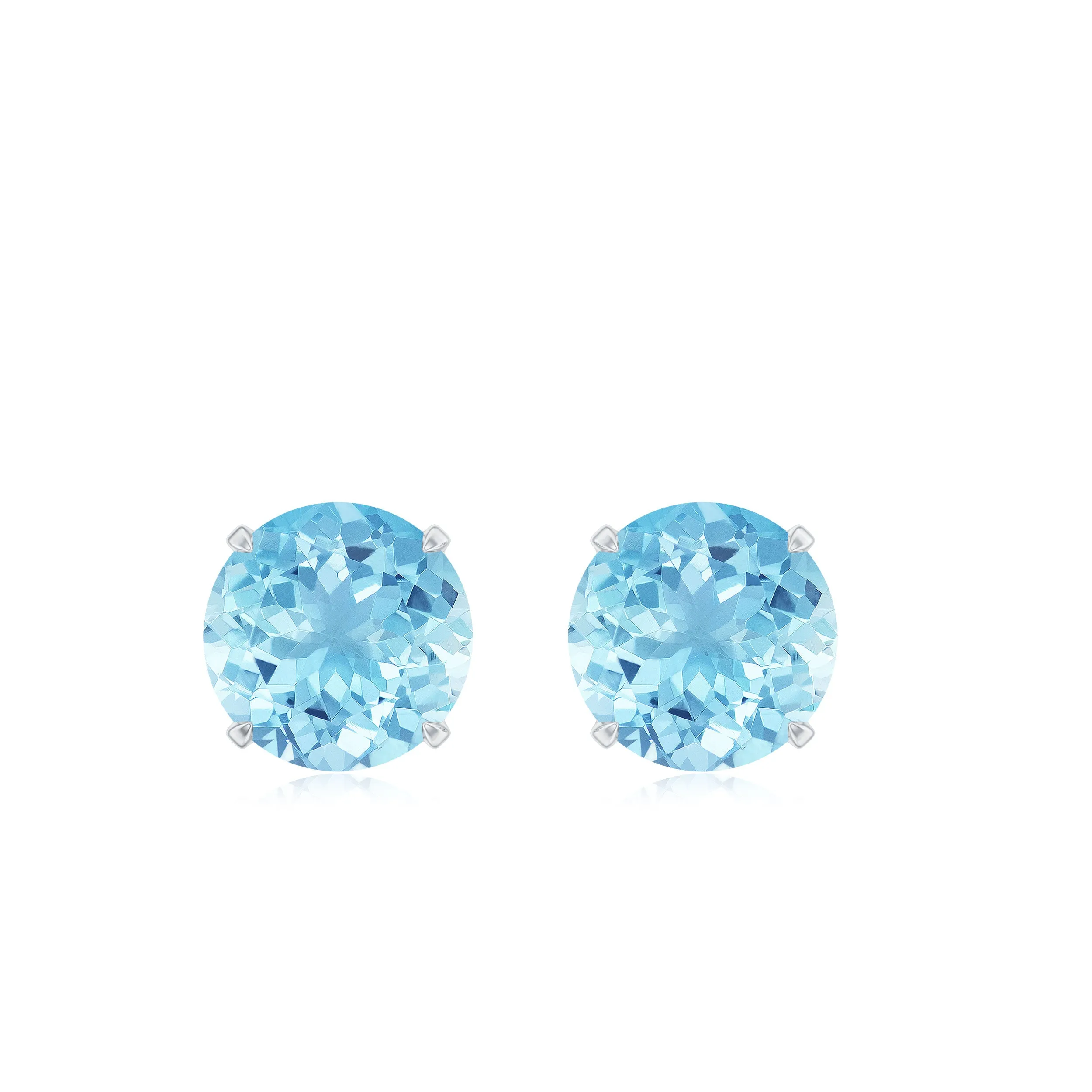 1 CT Round Cut Aquamarine Solitaire Stud Earring