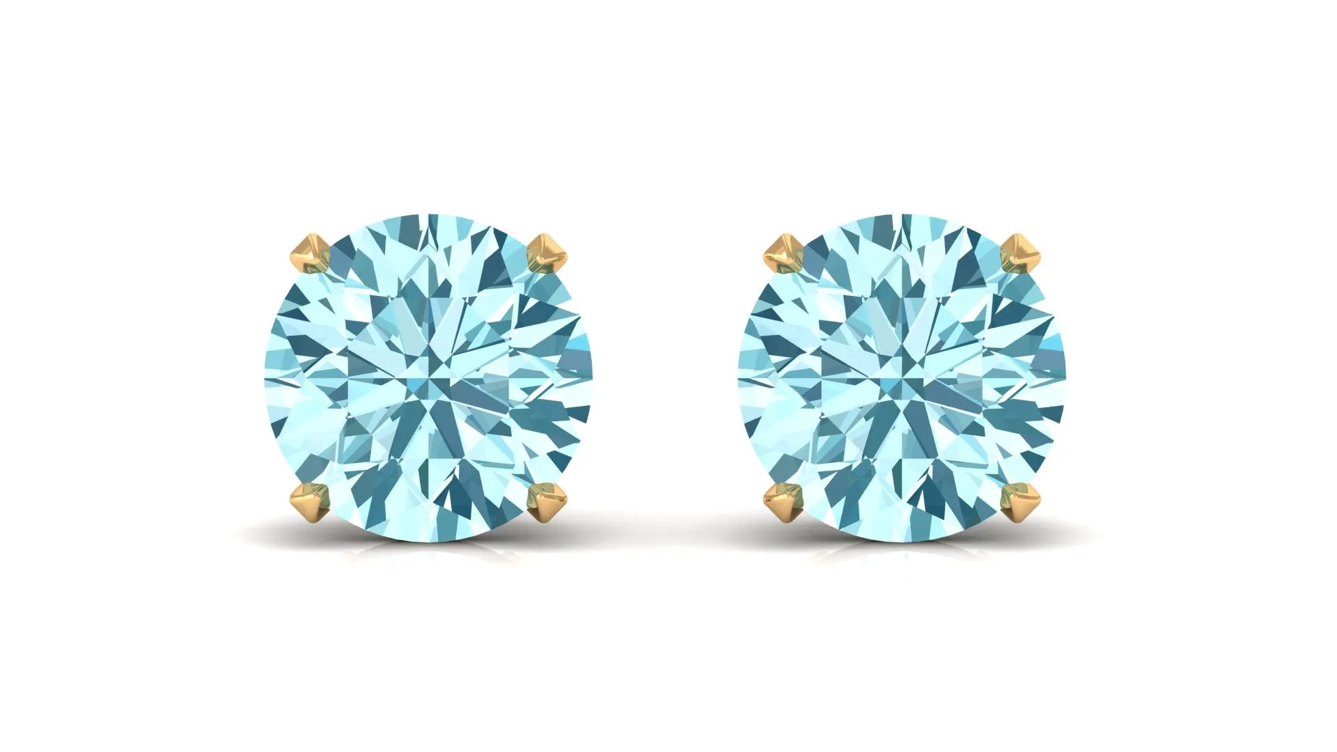 1 CT Round Cut Aquamarine Solitaire Stud Earring