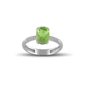 10K White Gold Peridot and Diamond Accent Fashion Ring