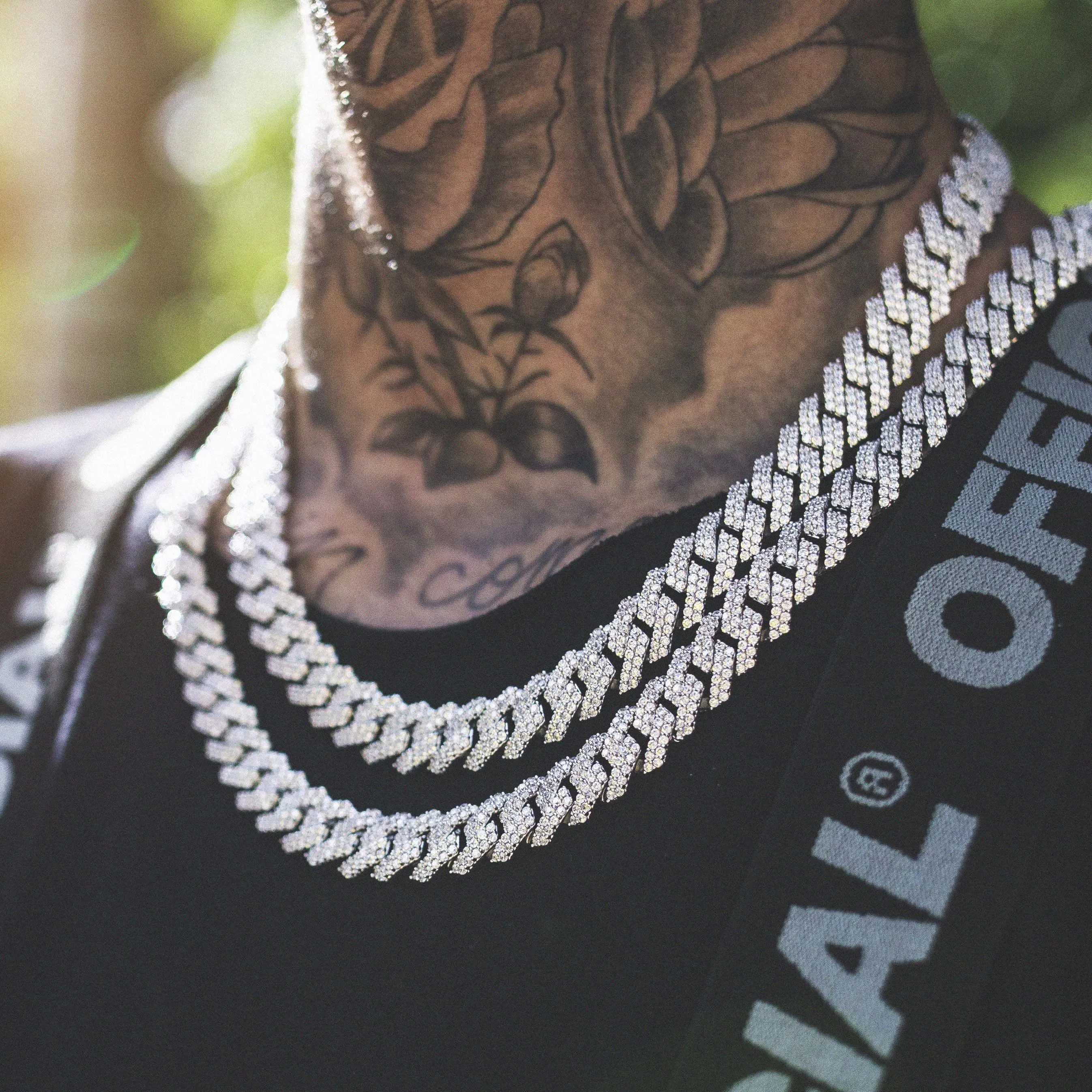 10mm Diamond Prong Link Choker/Bracelet Bundle in White Gold