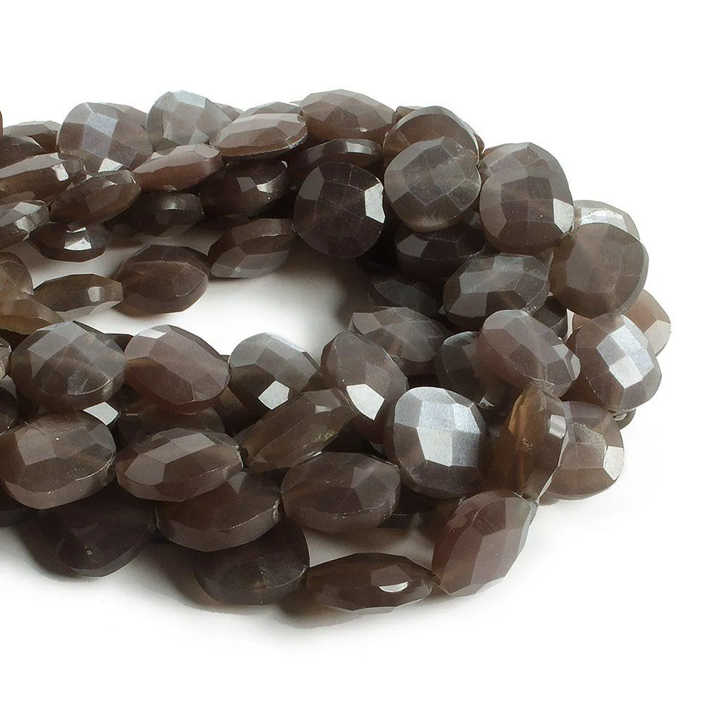 11-12mm Chocolate Moonstone faceted Pillow Beads 6.5 inch 14 pieces