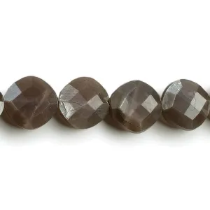 11-12mm Chocolate Moonstone faceted Pillow Beads 6.5 inch 14 pieces