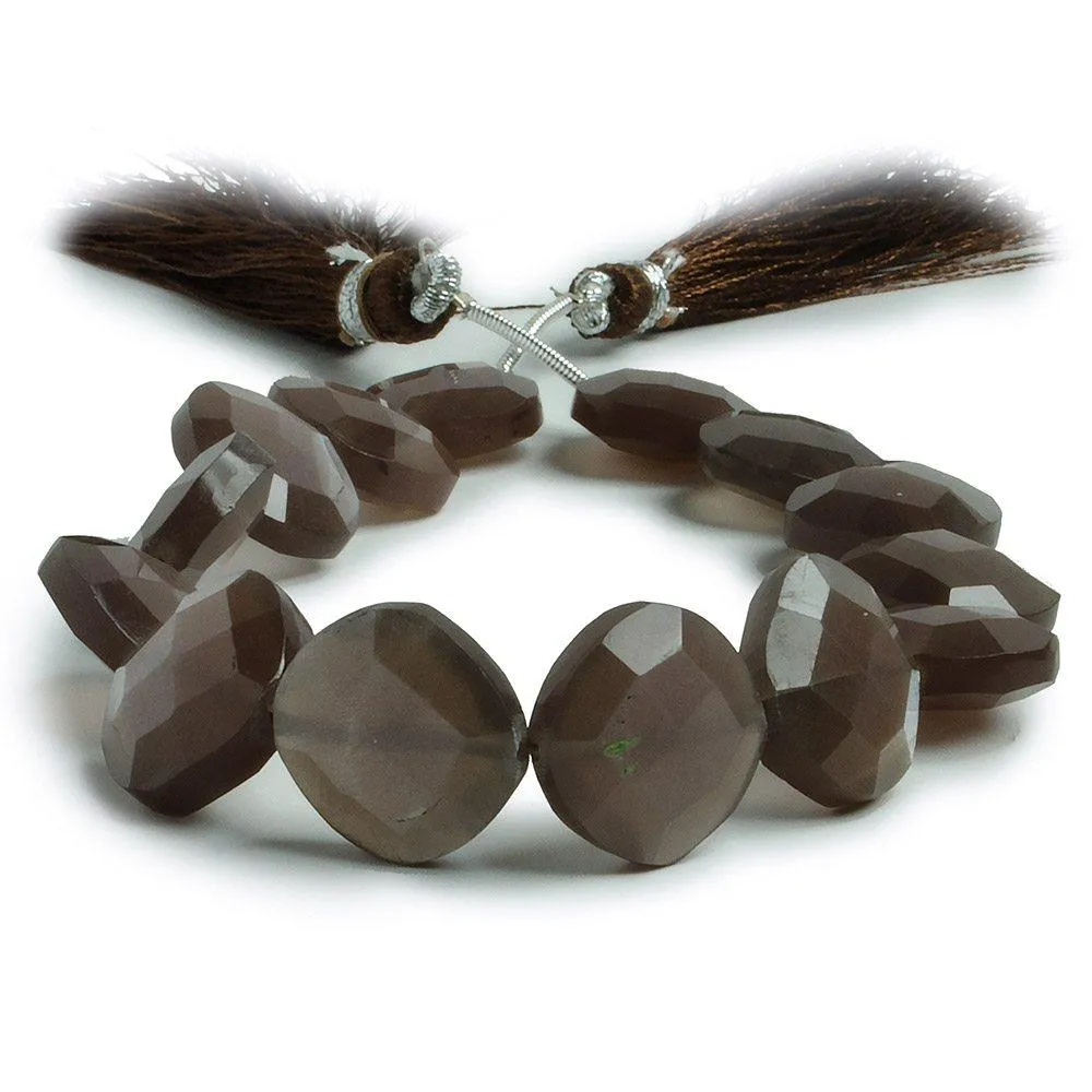 11-12mm Chocolate Moonstone faceted Pillow Beads 6.5 inch 14 pieces