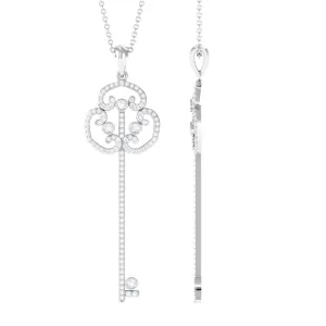 1/2 CT Certified Moissanite Gothic Key Pendant Necklace