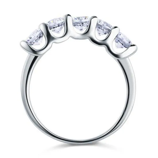 1.25 Carat Five Stone Created Zirconia Solid Sterling 925 Silver Bridal Ring MJXFR8039