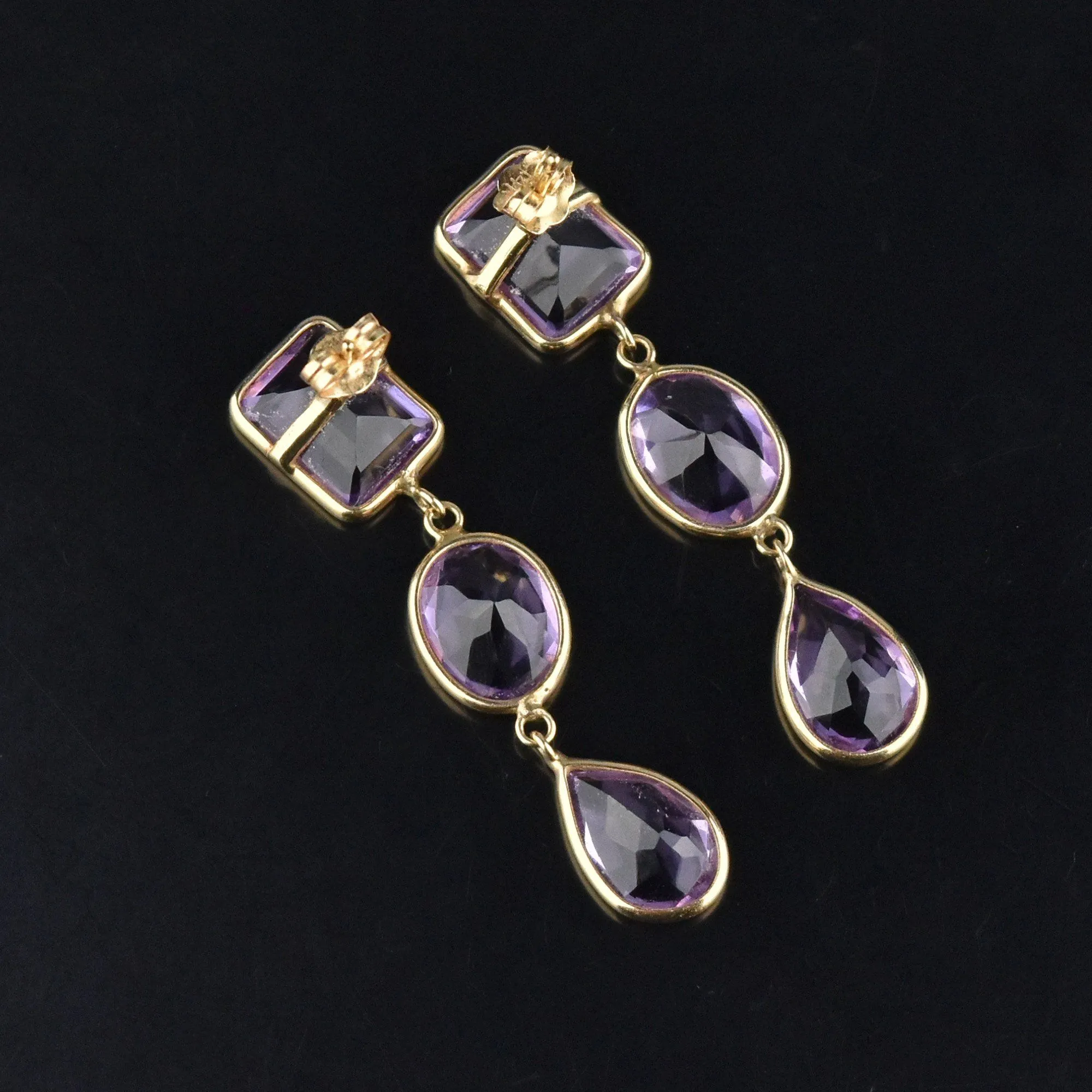 14K Gold 12CTW Amethyst Drop Dangle Earrings