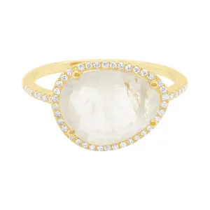 14K GOLD DIAMOND CARA MOONSTONE RING