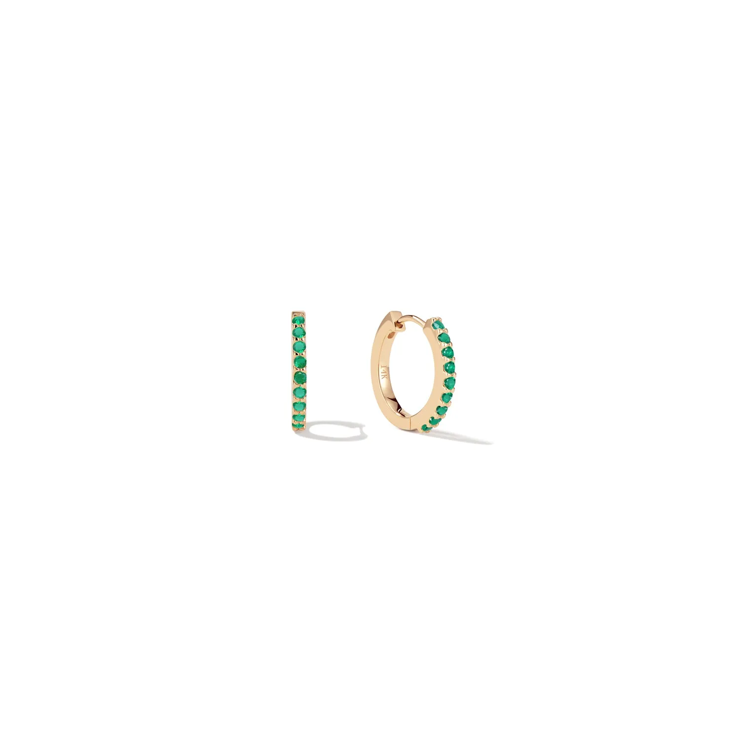 14K Lab Emerald Huggies