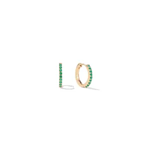 14K Lab Emerald Huggies