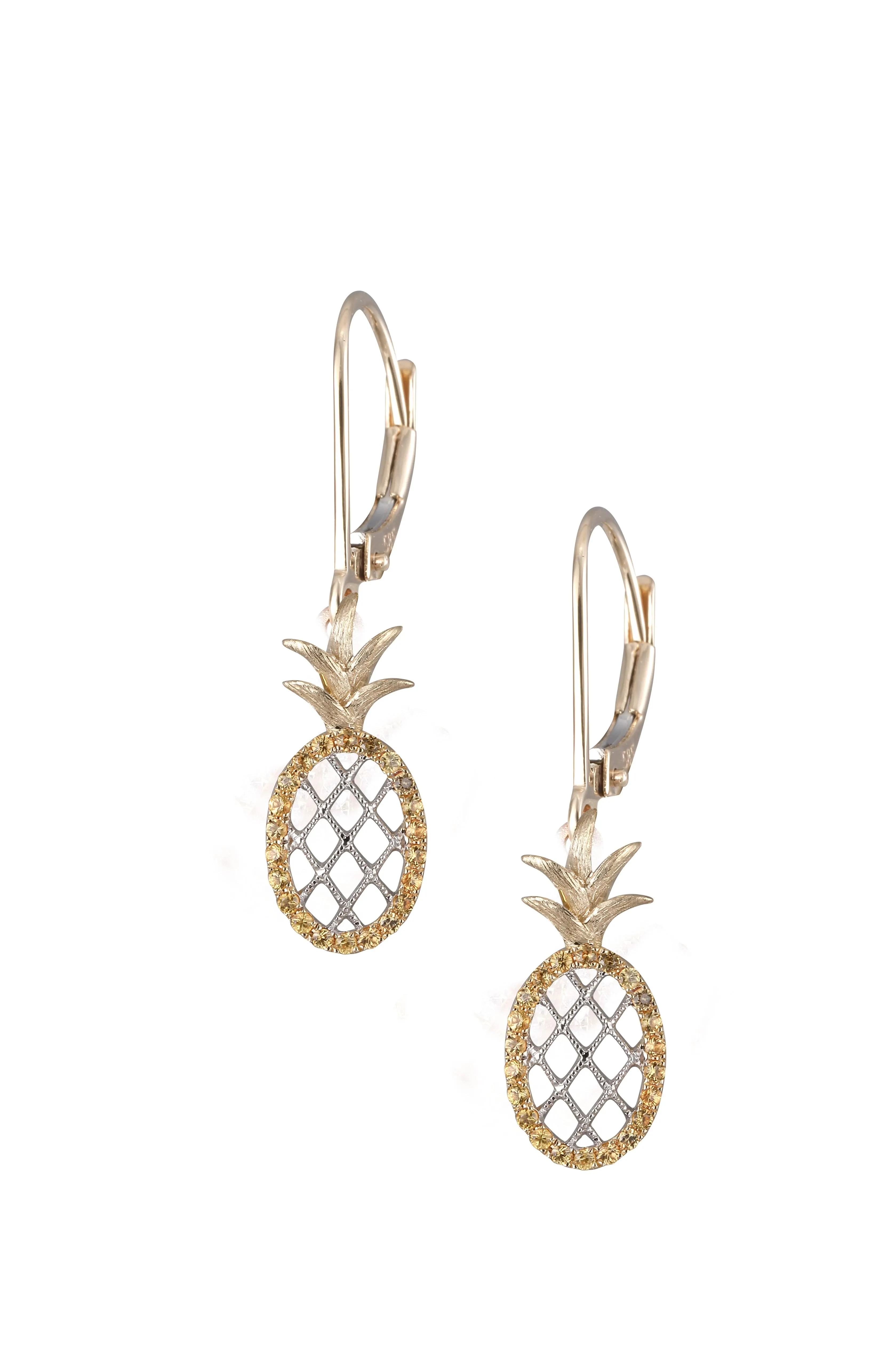 14k "Pineapple" Earrings with 44 Yellow Sapphires