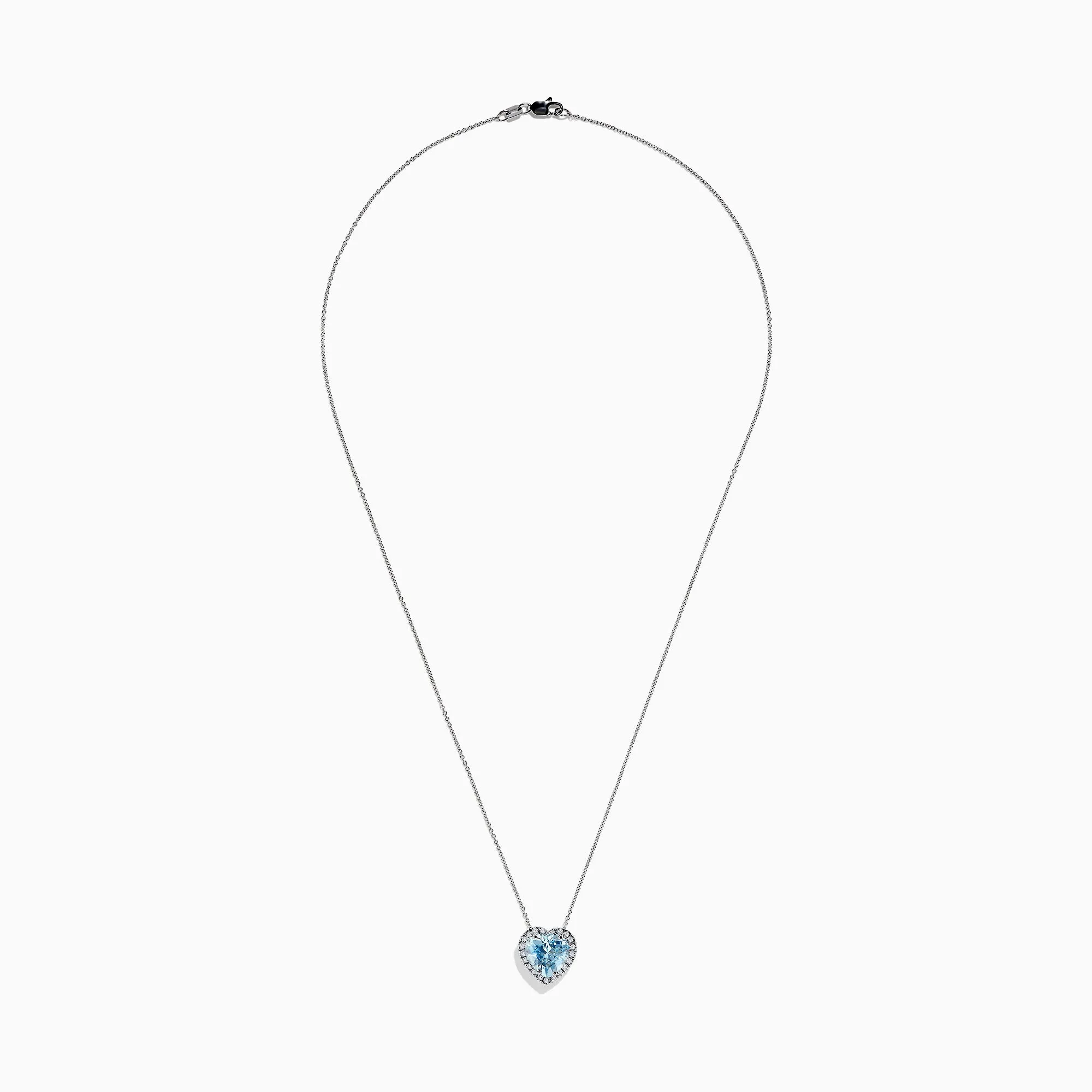 14K White Gold Aquamarine and Diamond Heart Pendant, 2.90 TCW