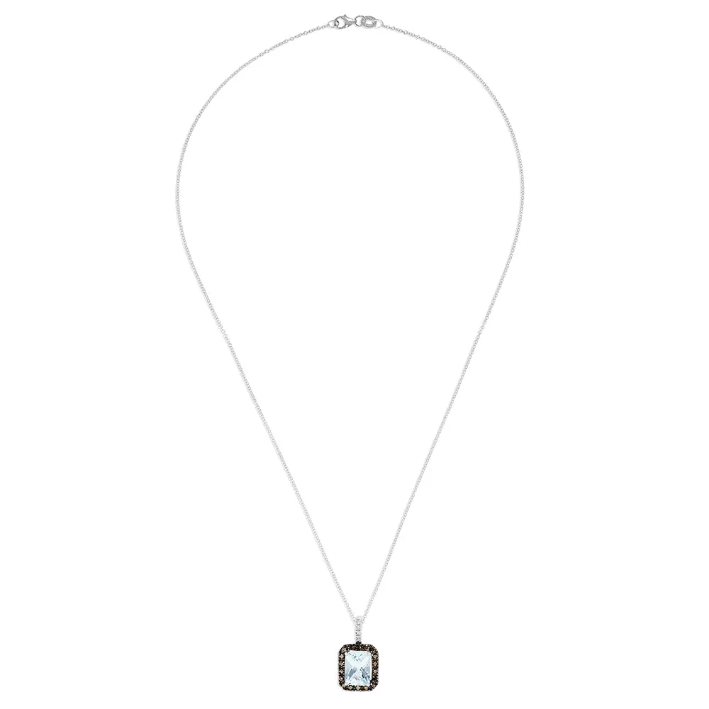 14K White Gold Aquamarine and Diamond Pendant, 2.52 TCW