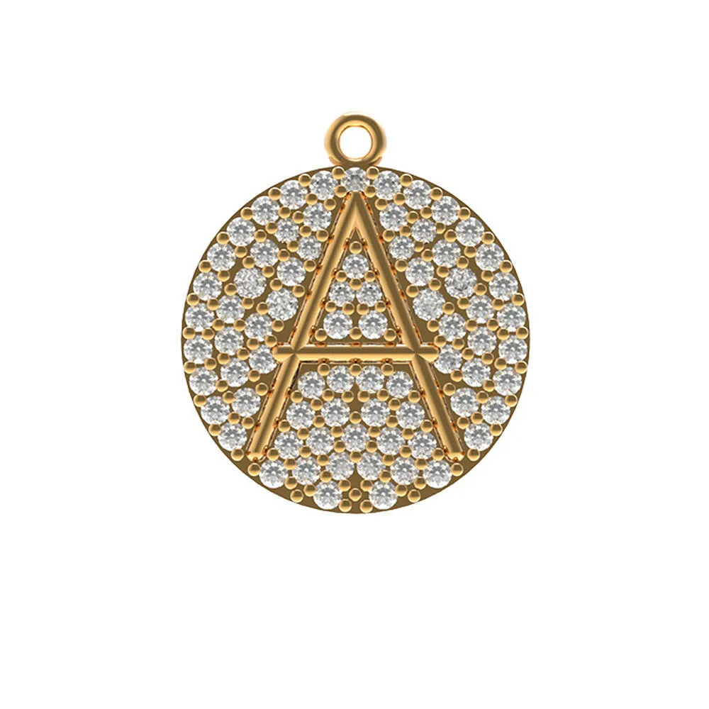 14k Yellow Gold Pave Diamond Initial A Word Charm Connector Finding Jewelry