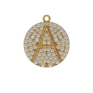 14k Yellow Gold Pave Diamond Initial A Word Charm Connector Finding Jewelry