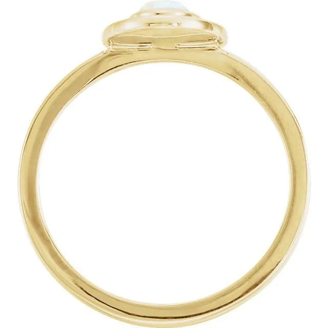 14KT GOLD 0.95 CT MOONSTONE & 1/10 CTW DIAMOND OVAL HALO RING