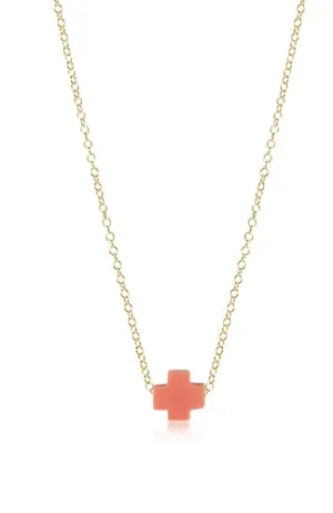 16" NECKLACE GOLD - SIGNATURE CROSS SMALL CORAL