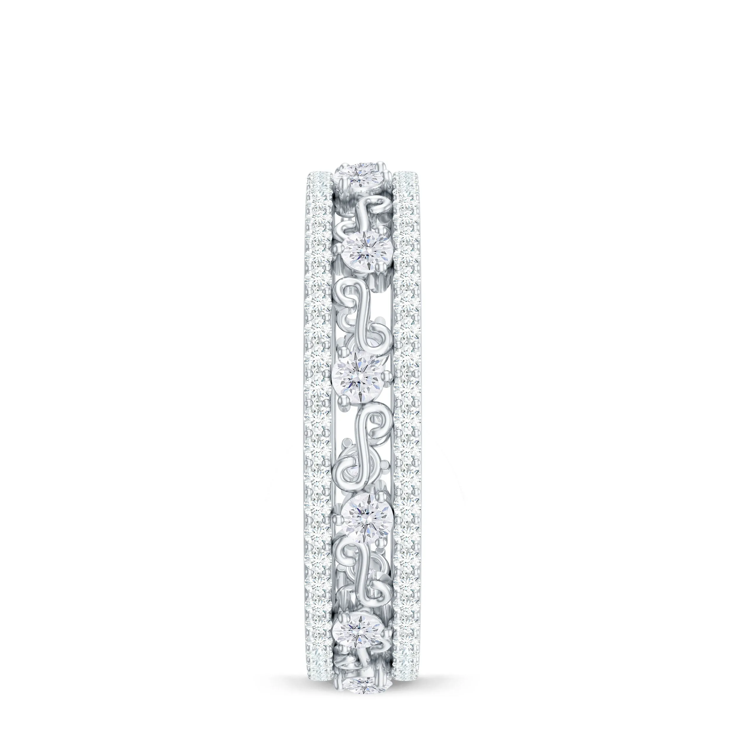 1.75 CT Filigree Wedding Band Ring withMoissanite