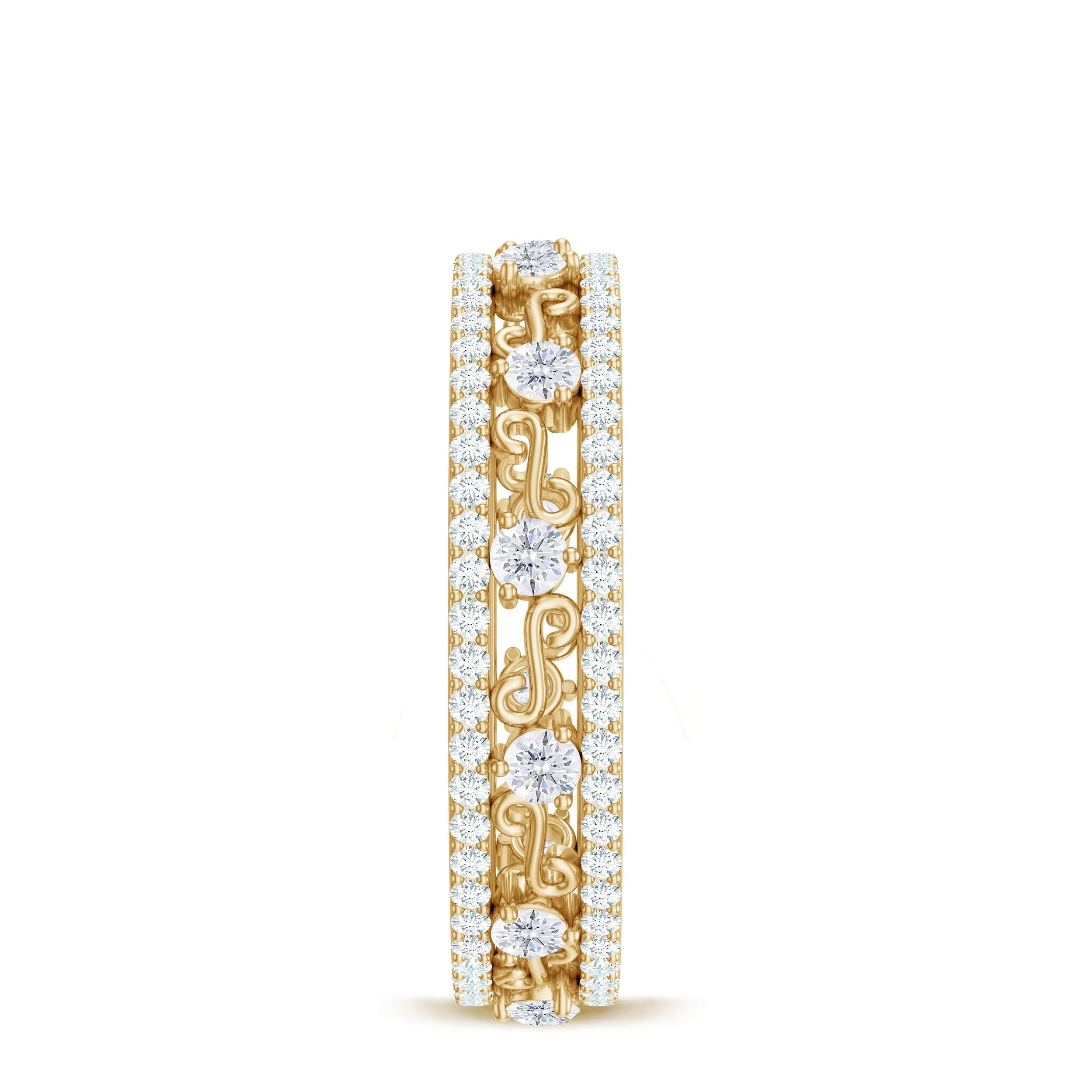 1.75 CT Filigree Wedding Band Ring withMoissanite