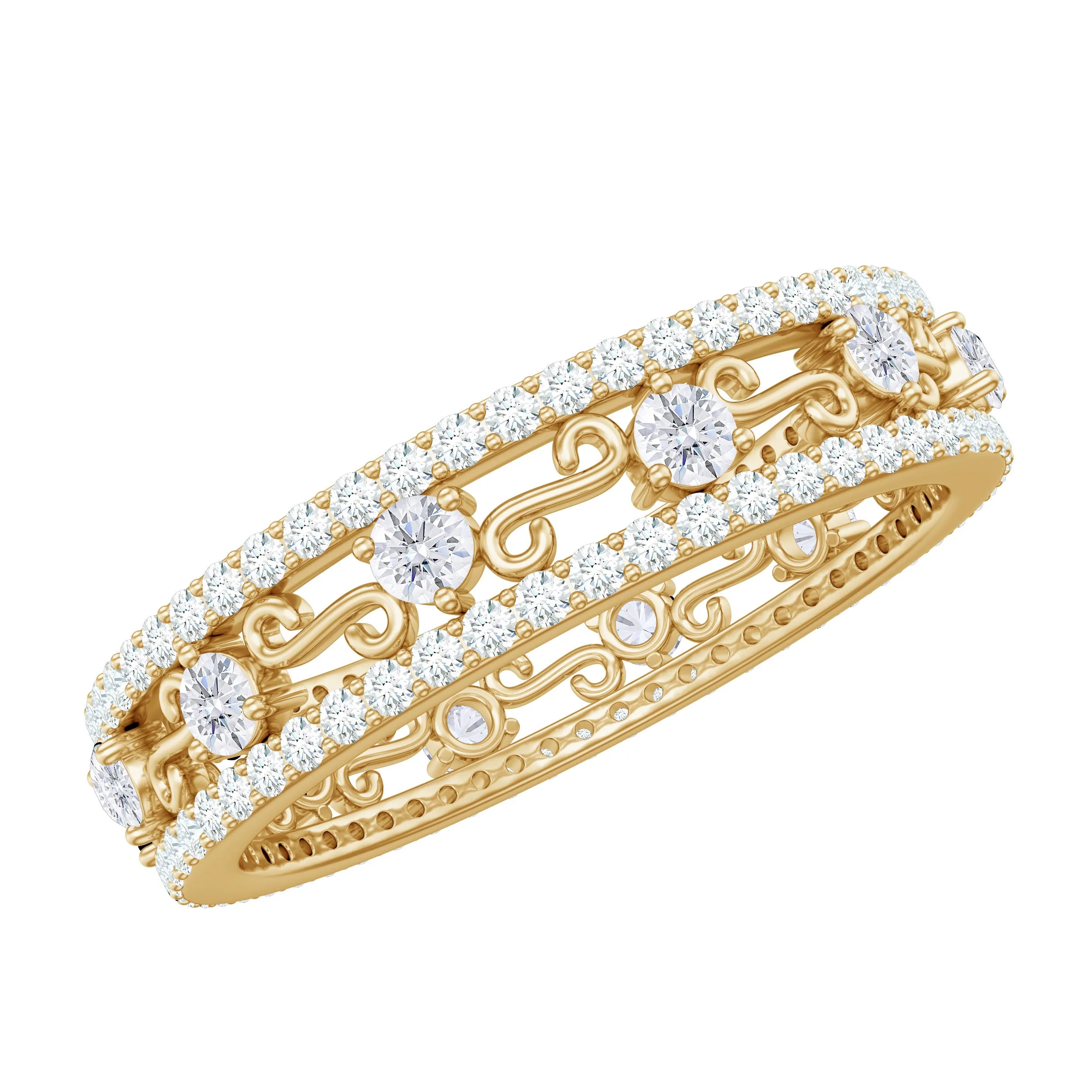 1.75 CT Filigree Wedding Band Ring withMoissanite