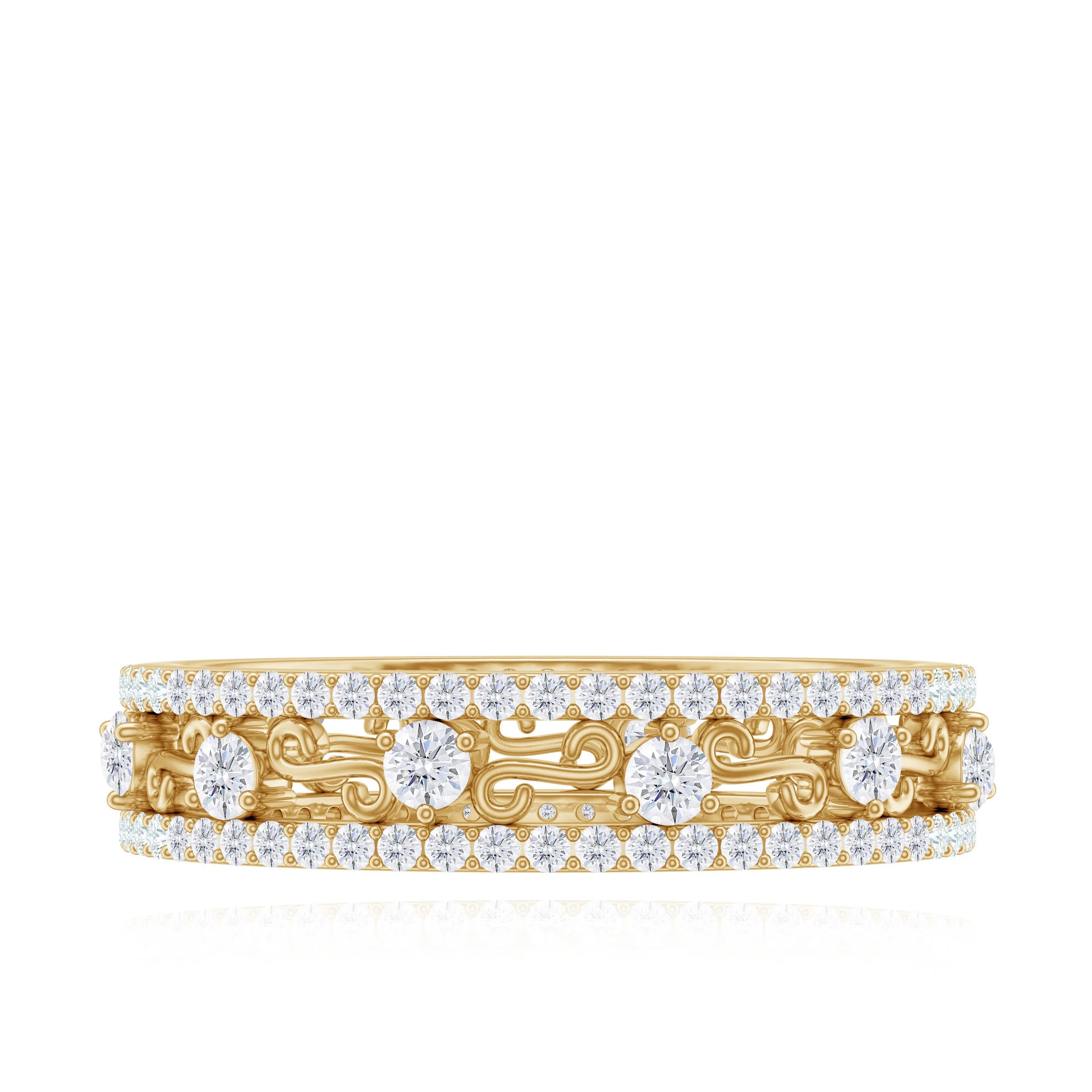 1.75 CT Filigree Wedding Band Ring withMoissanite
