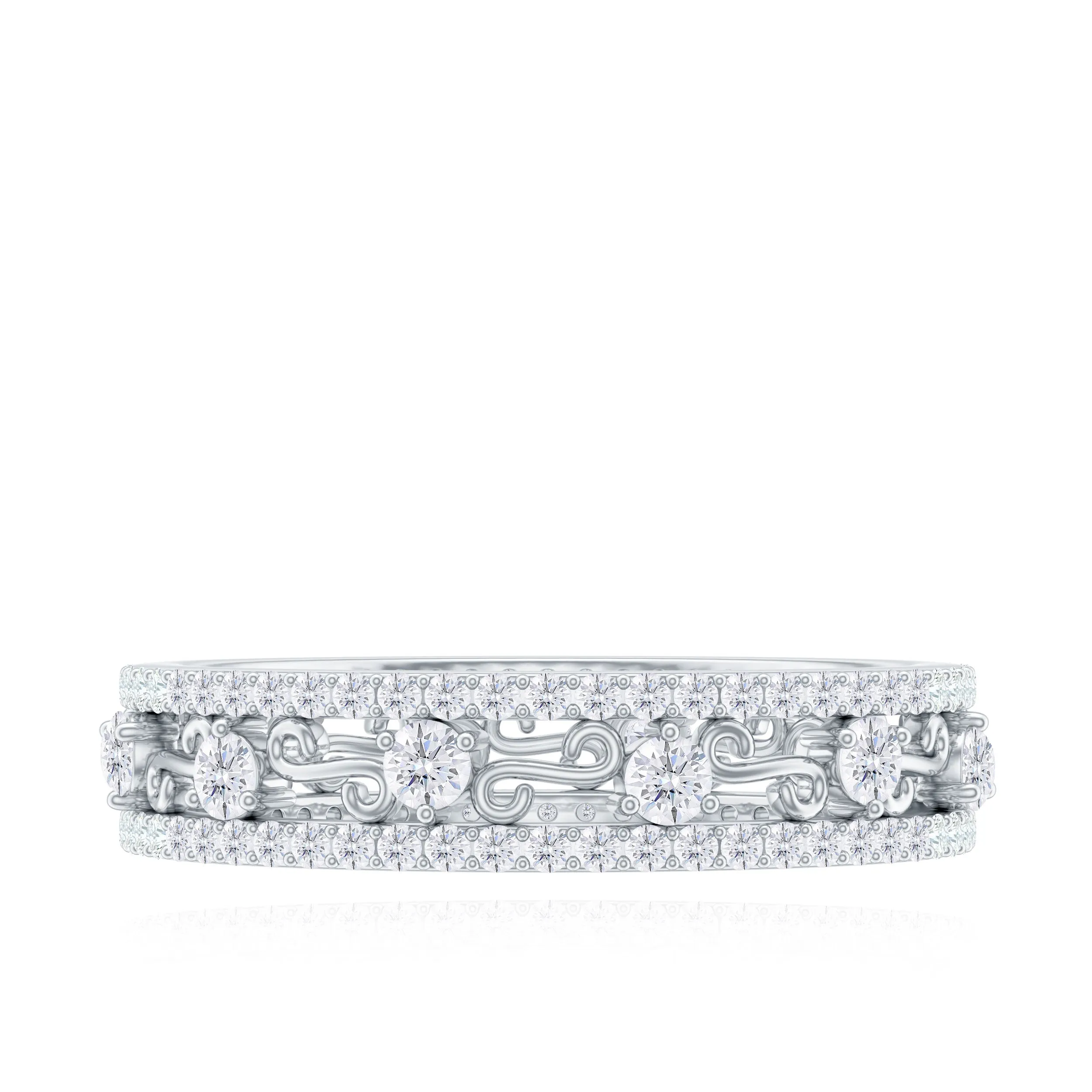 1.75 CT Filigree Wedding Band Ring withMoissanite