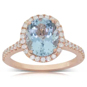 18ct Rose Gold 2.30ct Aquamarine & Diamond Sierra Ring