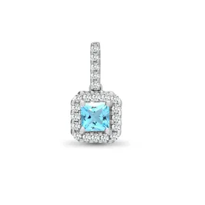 18ct White Gold Diamond And Blue Topaz Pendant