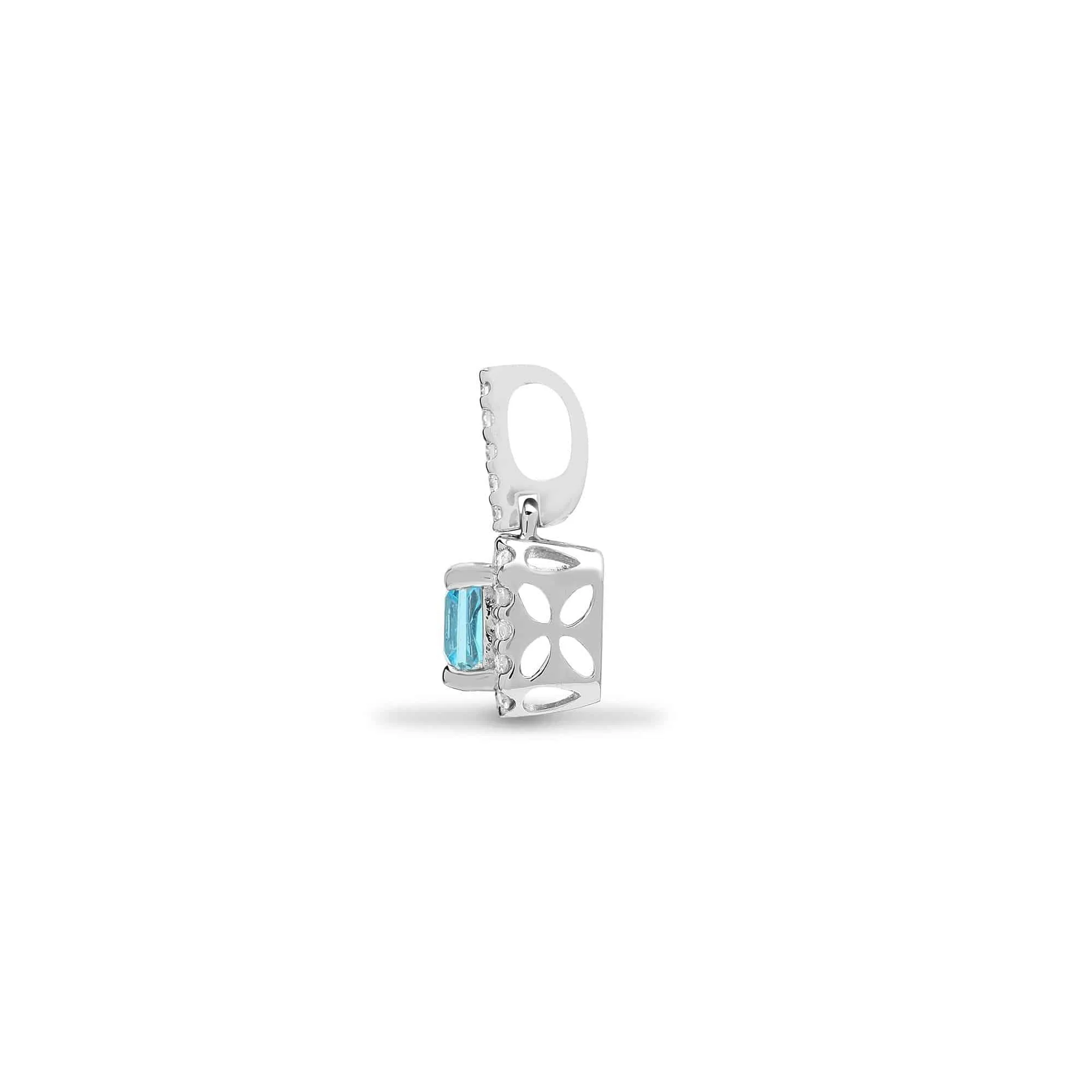 18ct White Gold Diamond And Blue Topaz Pendant