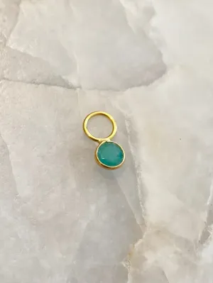 18k Solid Gold Emerald Hoop Charm