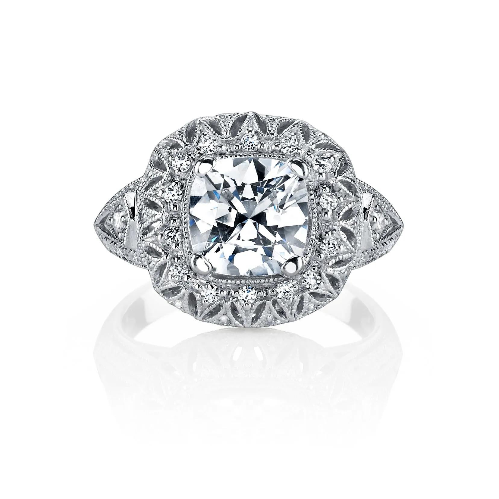 18K White Gold Halo Diamond Engagement Ring