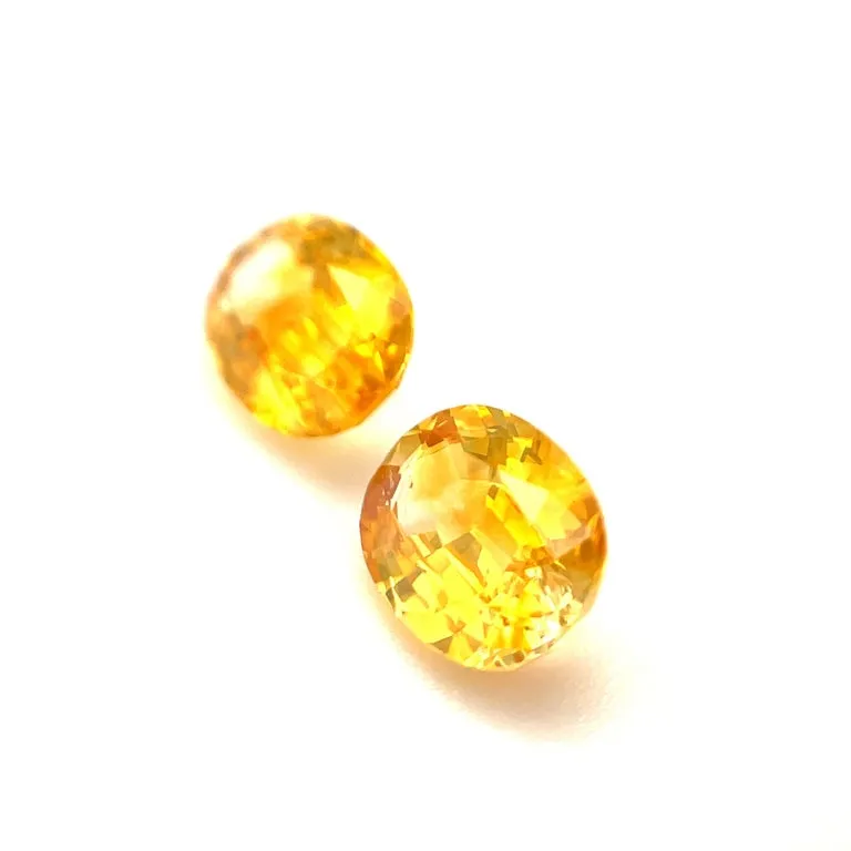 1.92 Carat Total Oval Yellow Sapphire Pair for Earrings, Loose Gemstones