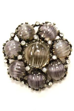1950s Christian Dior Poured Glass and Rhinestone Brooch - Rare