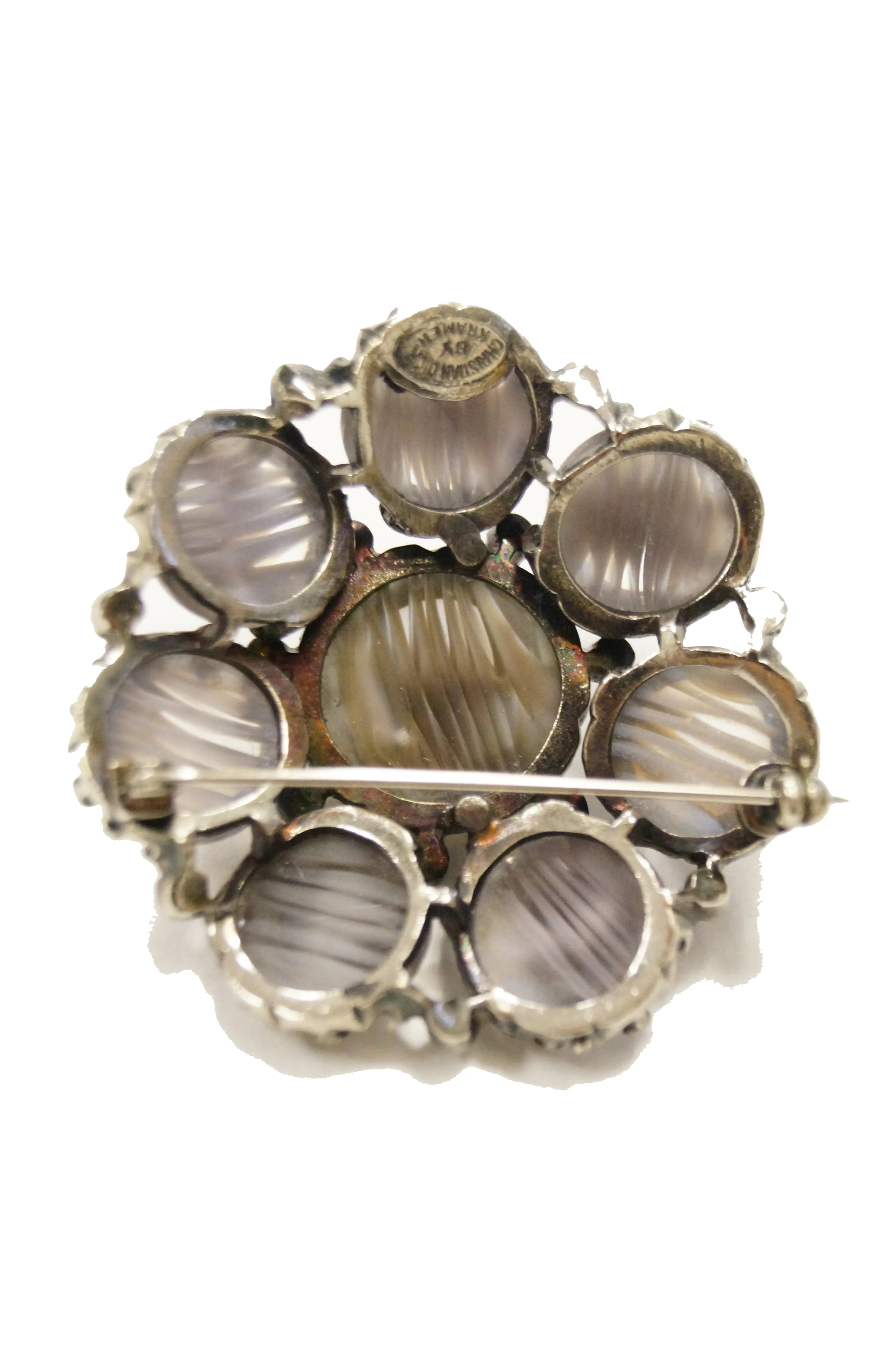 1950s Christian Dior Poured Glass and Rhinestone Brooch - Rare
