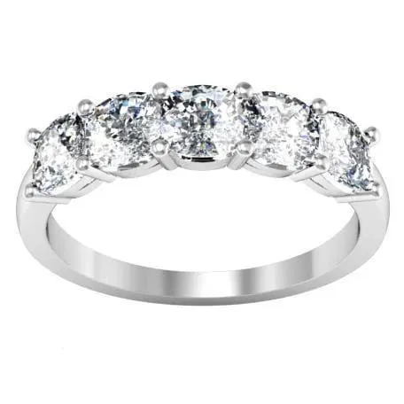 2.00cttw Shared Prong Cushion Cut Diamond Five Stone Ring