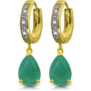 2.03 Carat 14K Solid Yellow Gold Lauralee Emerald Diamond Earrings