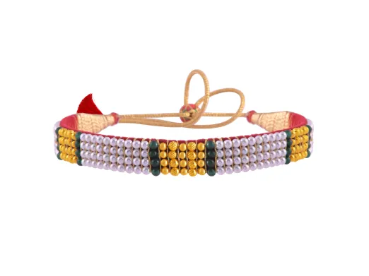 22k Refined Tushi Gold & Pearl Choker With Green Beads