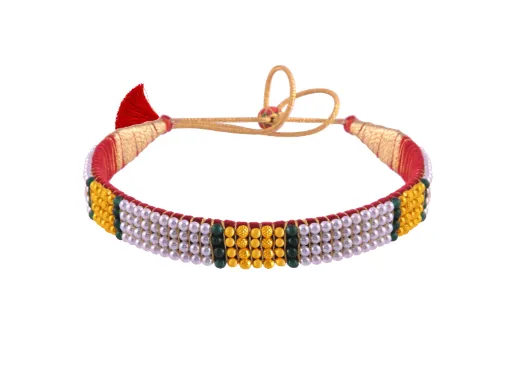 22k Refined Tushi Gold & Pearl Choker With Green Beads