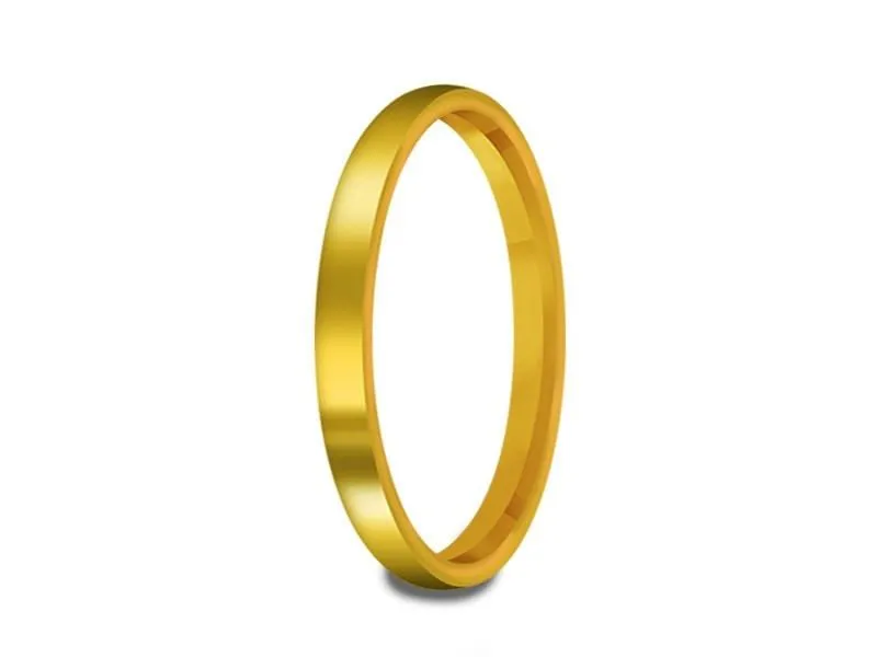 2MM HIGH POLISH YELLOW CLASSIC Tungsten Wedding Band