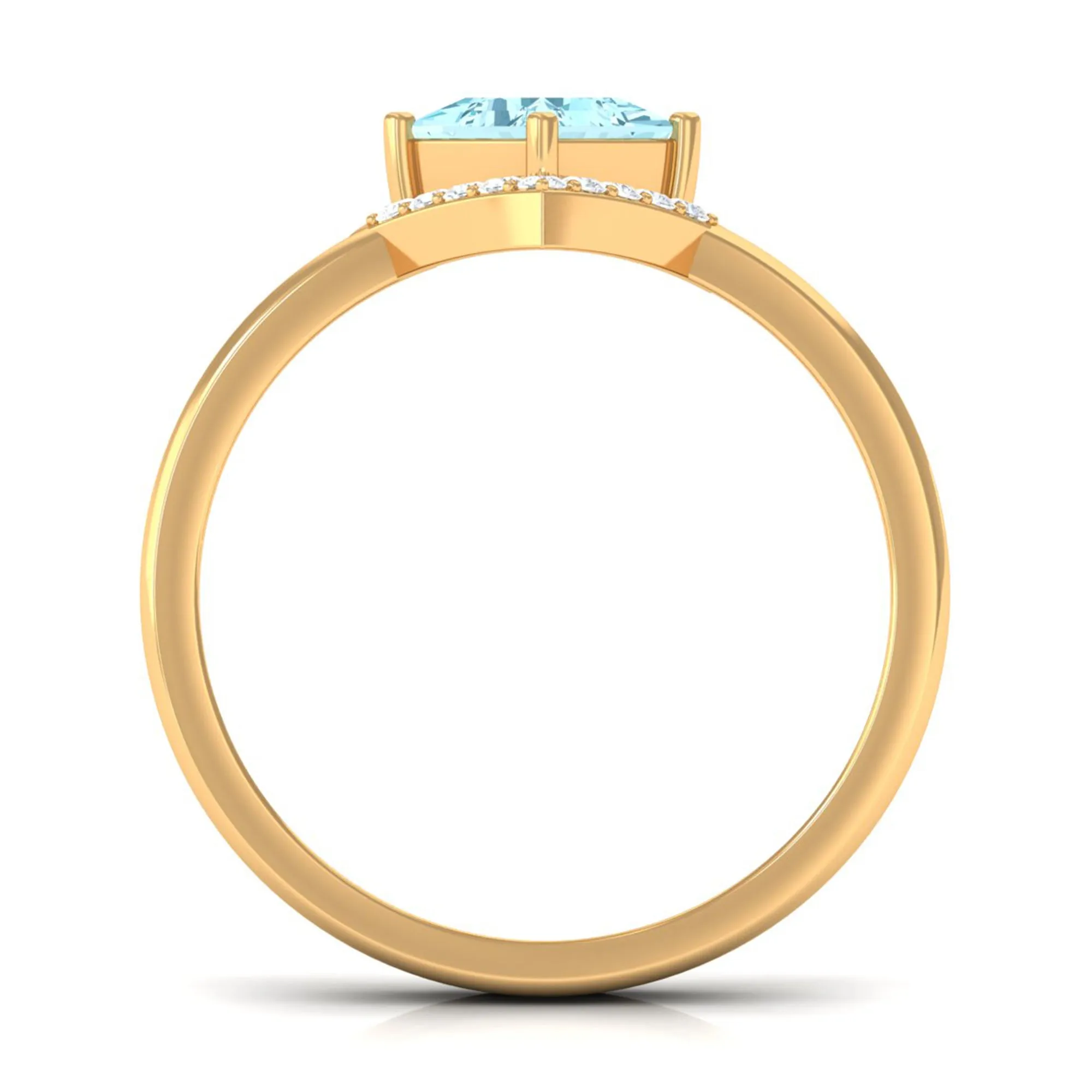 3/4 CT Minimal Princess Cut Aquamarine and Diamond Engagement Enhancer Ring Set