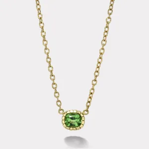 3.42ct Cushion Peridot Heirloom Bezel Pendant