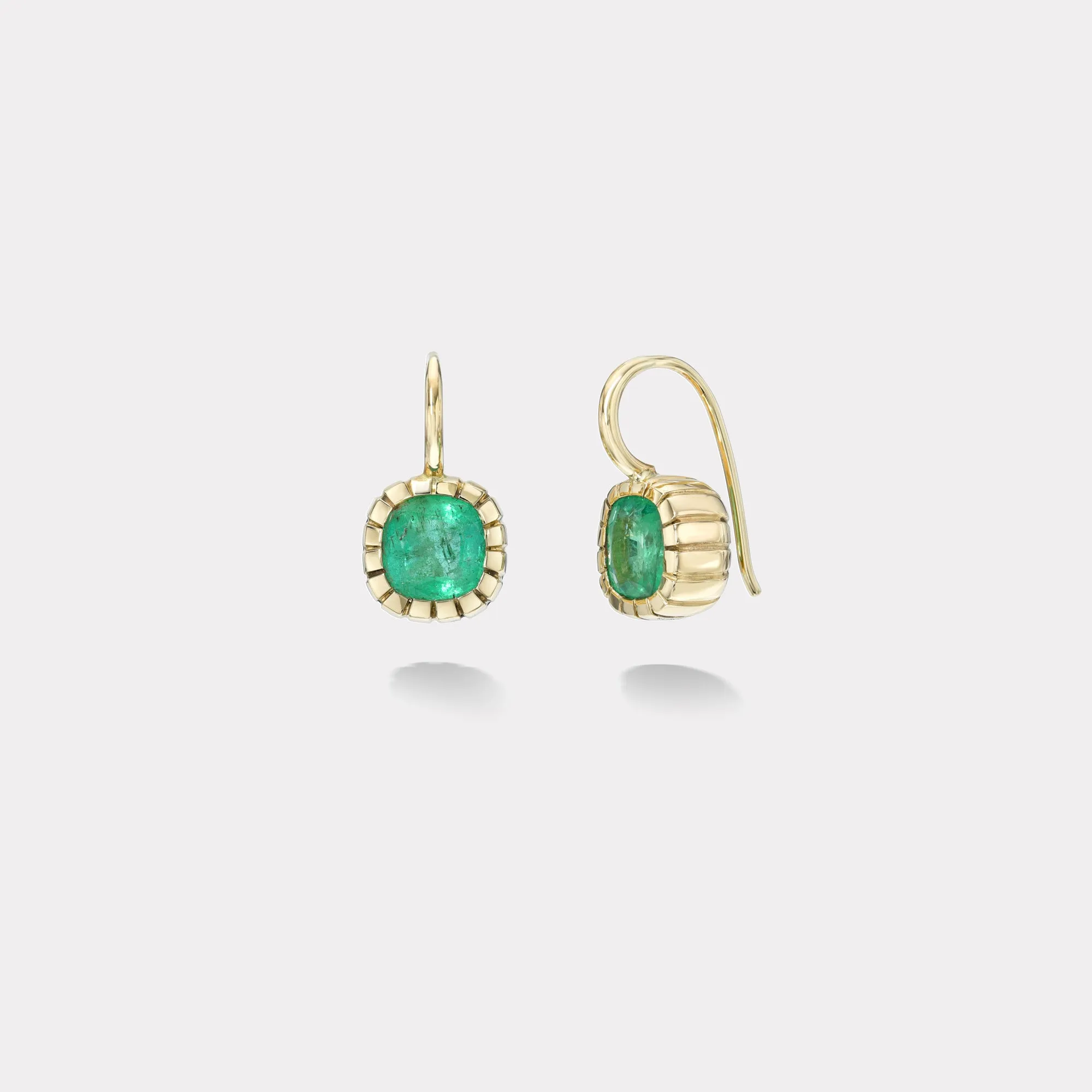 4.19ct Cushion Cut Emerald Earrings