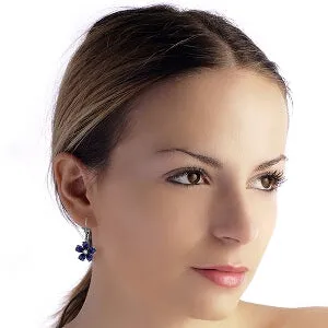 4.43 Carat 14K Solid White Gold Leverback Earrings Sapphire Diamond
