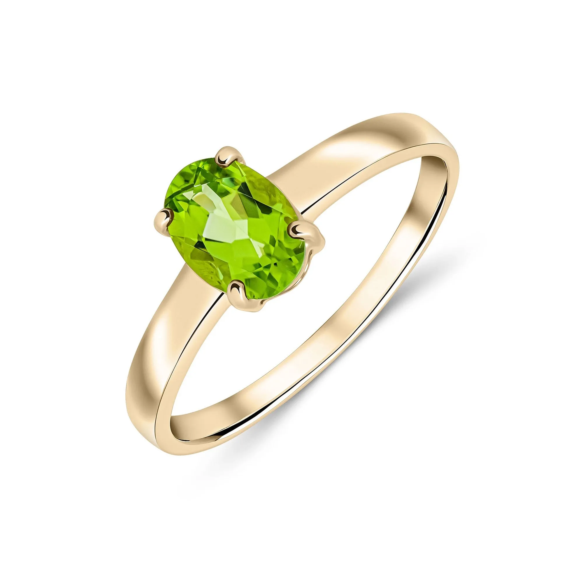 9ct Yellow Gold Peridot Oval Solitaire Ring 0.85ct