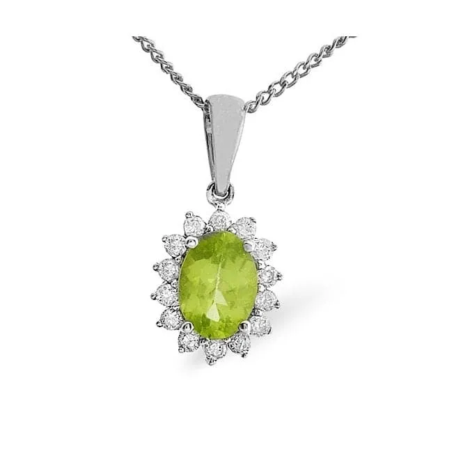 Acotis Diamonds 9K White Gold 0.21ct Diamond Peridot Pendant E2731